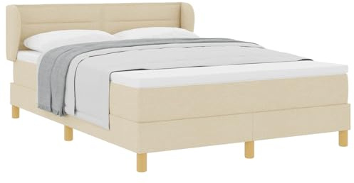 vidaXL Boxspringbett mit Matratze Creme 140 x 190 cm Stoff
