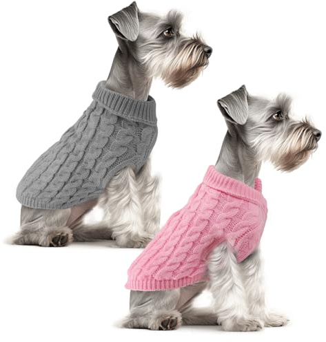Fiohiros Lot de 2 Pull pour Chien Chauds et Doux Pull Chien Petite Taille Petit l'hiver