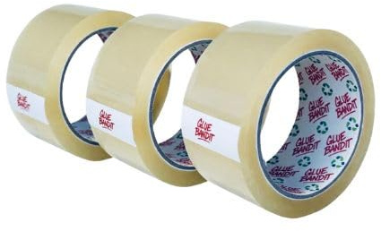 GLUE BANDIT Profi Paketband 45 mic - extra starke Klebkraft - Industriequalität - für Umzug & Lager - 48mm x 71m - 3 Rollen