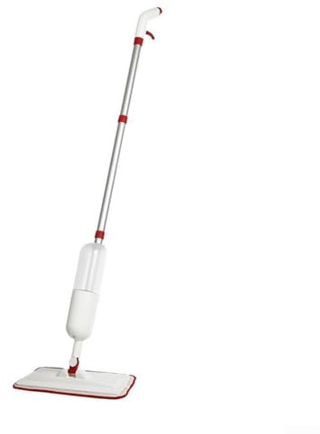 Hasaller Balai à franges à tête rotative à 360 degrés - Serpillère plate de nettoyage des sols - Serpillère plate en microfibre avec buse de pulvérisation intégrée - Réservoir d'eau (pot 650 ml)