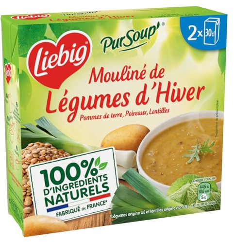 LIEBIG – Soupe Réconfortante aux Pommes de Terre, Poireaux et Lentilles, Texture Onctueuse (2x30cl) - Le Lot De 4