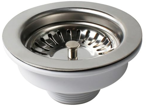Volakebeing Kit di rifiuti con filtro per lavello in acciaio inox da 114 mm con flangia per scarico della cucina, inserto di ricambio adatto per apertura lavello standard 84-90 mm