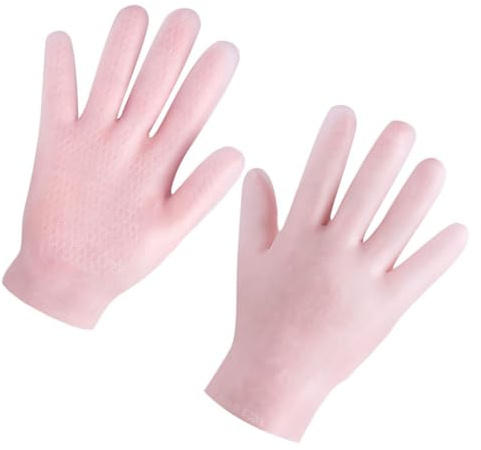 TOPPERFUN Feuchtigkeitshandschuhe Pflegend aus Sebs Material für Damen Rosa Anti Rutsch für Trockene Hände für Anwendung zu Hause im Winter