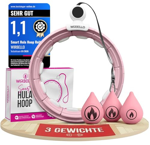 Smart Hula Hoop Reifen Erwachsene, 3 Gewichte für anpassbare Intensität | Hula Hoop mit Gewicht Kugel. Hulahub Reifen zum Abnehmen. Fitness Ring Damen. 78-110cm Umfang