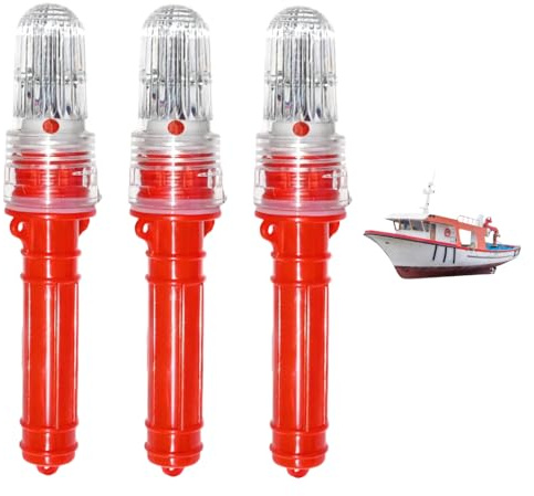Lot de 3 Feux de Détresse pour Bateaux, Lampe d'urgence LED avec Haute Étanchéité pour Bateaux, Fusée d'urgence Marines Étanche, Luminaire de Sauveteur d'avertissement pour la Navigation en Extérieur