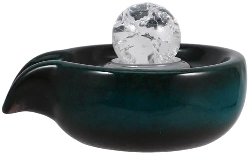 Milisten Fontaine Cascade en Céramique pour Jardin Extérieur, Accessoire Décoration de Bassin Boule Cristal Vert Paon, Partie Circulation d'eau pour Fontaine Intérieure et Extérieure