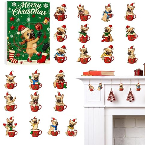 Jul Nedräkning Kalender Söt Rolig 24 Dagars Akryl Hundtema Leksak