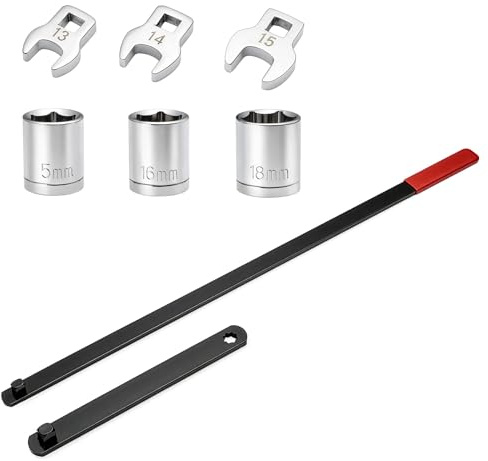 EVERGOODS Serpentine Belt Tensioner Tool Set, 580mm Long Reach Handle with Extension, 8-Piece Belt Removal & Installation Kit for Spring Loaded Automatic Tensioners