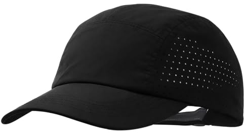 ViEinkaufen Quick Dry Baseball Cap Mens Lightweight Running Caps Black | Breathable Hat, Folding, Mesh, Cool, Hiking, Walking, Climbing, Fishing, Sports, Black