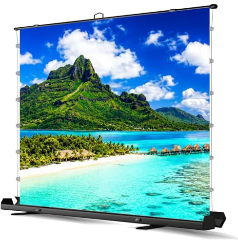 Tragbare Tab-Tension ALR Leinwand Beamer 100 Zoll Format 16:9,Hochziehbare Pull-Up Beamer Leinwand mit Ständer,Ideal für Heimkino, Innen-/Außenfilme