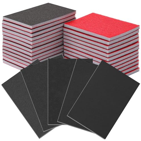 poraceous 25 Stück Schleifschwämme, Wiederverwendbar 800-2500 Körnung Handschleifblöcke, Weiches Flexibles Schleifblock, Nass und Trocken Schleifpads, Trocken Schleifpapier, Schleifschwamm Set