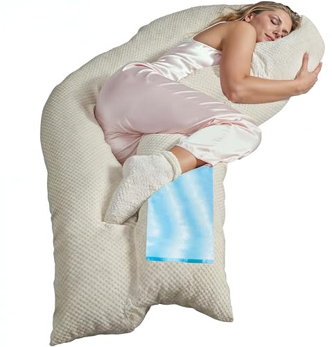 Traumreiter Seitenschläferkissen Visco XL, Memory Foam + Watte [Wendekissen] orthopädisch | Schwangerschaftskissen zum Schlafen, Stillkissen Kissen, Komfortkissen mit Bezug Sand Deluxe