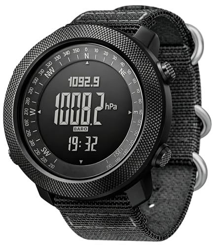 CakCity Orologio digitale tattico militare da uomo, quadrante largo 50 mm, cassa in lega di zinco con cinturino in nylon traspirante a doppio strato, impermeabile 5 ATM, antiurto, altimetro, barometro