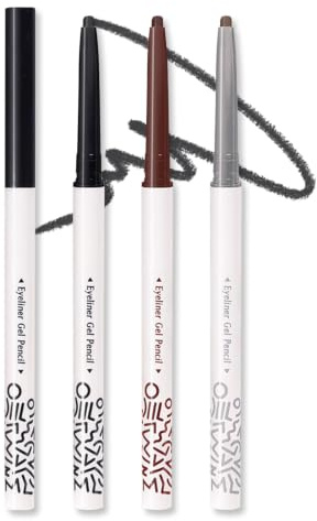 EONFAVE Eyeliner set 3 färger, gel eyeliner penna brun svart taupe, vattentät kajalpenna, torkbeständig långvarig, mjuk konsistens, för exakta linjer, naturliga ögonmakeup