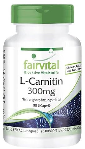 Fairvital | L-Carnitina 300mg - 90 Capsule - VEGAN - altamente dosato - CARNIPURE