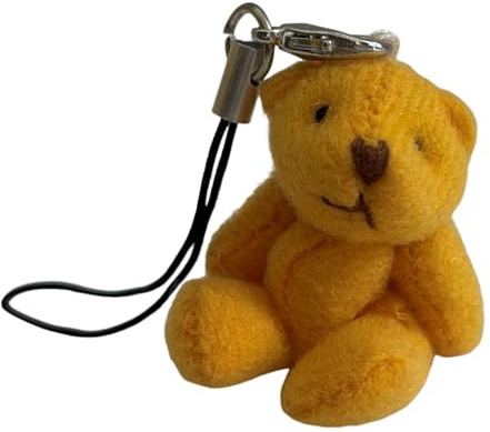Miniblings Teddy Teddybär Handyanhänger Handyschmuck Plüsch Bärchen gelb- Handmade Modeschmuck I Anhänger Handyschmuck Schlüsselanhänger