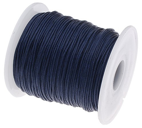 Perlin Wachsband 1mm Gewachste Baumwollschnur Baumwollekordel Schmuck Schnüre Wachs Fäden Makramee Garn Perlenschnur 75 Meter für Schmuckherstellung Armbänder Dunkelblau