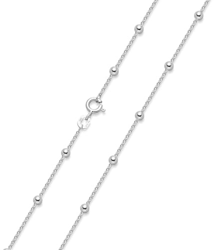 Kugel Halskette Damen 925 Silber 1,3mm mit 3mm Kugeln Silberkette K103 | rhodinierte Kugelkette für Frauen Mädchen Kette für Layering Look in 40 45 50 55 60 70cm von MATERIA by Matthias Wagner
