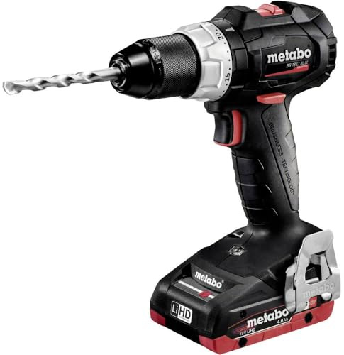 Metabo Bohrschrauber BS 18 LT BL SE, 18 Volt/4 Ah Li-HD, Bürstenloser Motor, Integriertes Arbeitslicht, Li-HD Akku-Technologie