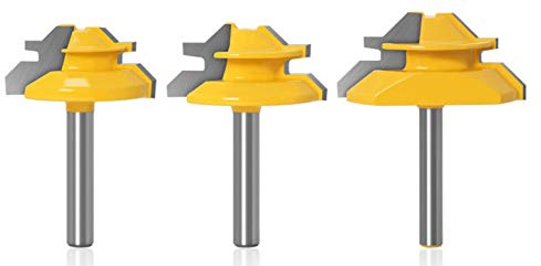 APlus 3tlg. 1/4 Inch 6,35mm Verleimfräser Gehrung Verleimfräser Oberfräse 45 Grad Lock Miter Router Bit Holzbearbeitung Fräser Schneidwerkzeug für Graviermaschine Trimmmaschine
