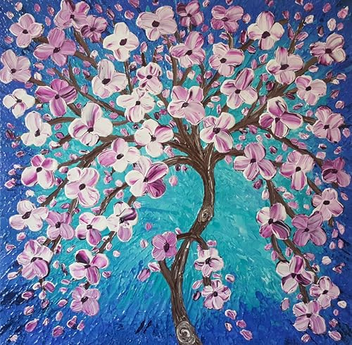 DORON ARTE QUADRO MODERNO ASTRATTO DIPINTO A MANO TELAIO GALLERY BORDI DIPINTI - ALBERO DELLA VITA - 60x60x4 cm -RIF223