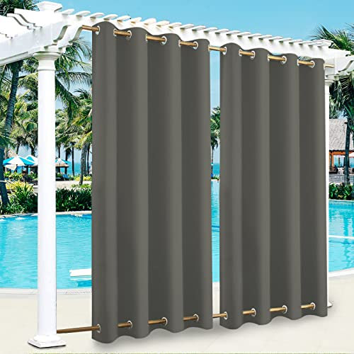 KTCLE OutdoorVorhänge Wetterfest Windschutz mit Ösen Oben und Unten für Garten,Wasserdicht Sichtschutz Sonnenschutz für Balkon Terrasse Veranda,100x175 cm(BxH),Artichoke