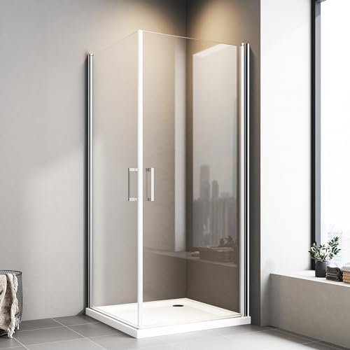 Duschkabine Eckeinstieg, Duschkabine 80x90 cm Eckeinstieg Pendeltür Duschabtrennung Eckdusche Eck-Duschkabine Drehtür Duschkabine Duschwand 6mm NANO ESG Sicherheitsglas Höhe 195cm