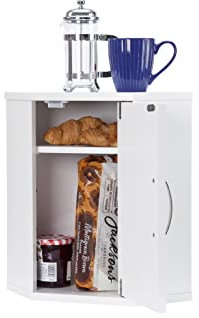 Elegant Brands Bread Bin and Corner Cabinet, Designed for Upright Use, White, Wood, Freestanding or Wall-mounted, Salcombe Range