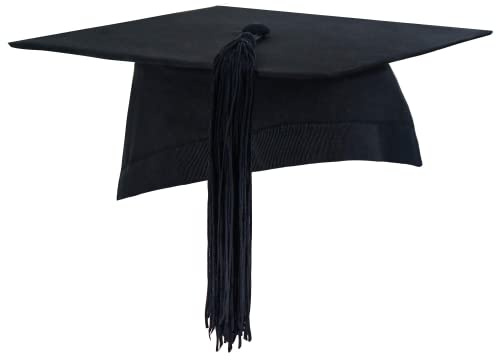 Graduation Cap for Adults Academic Costome, Bachelor and Master Ceremony, Mortarboard with Tassel Unisex Black (Black, M)