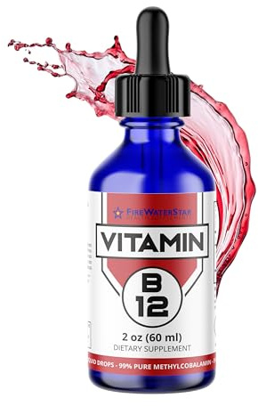 FWS Liquid B12 Drops - Vitamin B12 Supplement - 5000 mcg Sublingual Pure Methylcobalamin - Organic, Non-GMO, Vegan - High Absorption Methyl B12 - Adjustable Dosing, 2 oz