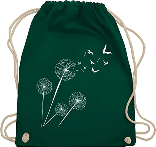 Turnbeutel Rucksack - Sprüche Statement - Pusteblume Löwenzahn - Unisize - Dunkelgrün - beutel mama mit aufschrift vögel stoffrucksack sportbeutel aus stoff bedruckt statements blume stoffbeutel