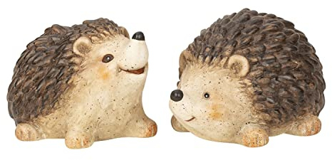 2 Stück Igel Dekofiguren 10,5 cm hoch Tier Figuren Keramik Gartenfiguren