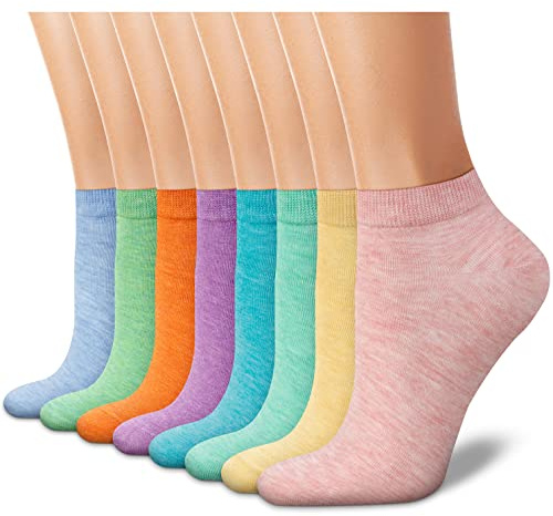CHARMKING 8 Pairs Ankle Novelty Socks for Women Non Slip Cotton Socks No Show Socks Classic Low Cut Casual Socks (Multicolor)