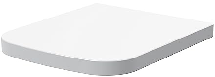 nuie NCG499 Toilet Seats Modern Bathroom Square Soft Close Top Fix Wrapover Seat, 420mm, White