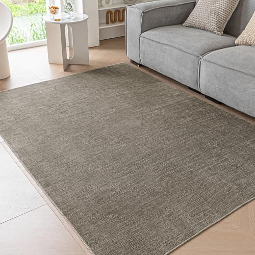 Ceneco Kurzflor Taupe Teppich rutschfest 60x120cm Waschbar Teppiche | Maschinenwaschbar, 5mm Dicke, Dünner Teppich, für Wohnzimmer, Schlafzimmer, Eingangsbereich, Küche