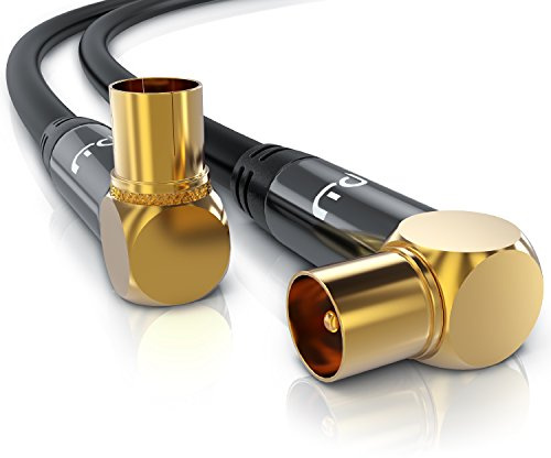 CSL - Antennenkabel 20m 8k 4k HDTV - TV Kabel 90° gewinkelt – Fernsehkabel mit bruchfestem Metallstecker für digitales + analoges Fernsehen – Winkel-Stecker für DVB-C DVB-T DVB-S