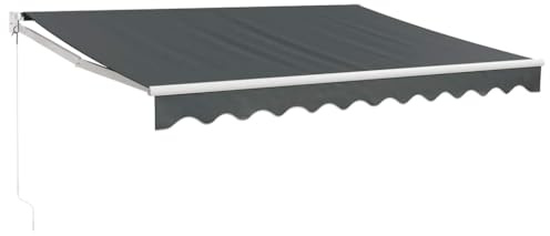 vidaXL Markise, Sonnenmarkise Einziehbar, Gelenkarmmarkise mit Kurbel, Terrassenmarkise Balkonmarkise Sonnenschutz, Anthrazit 3,5x2,5m Stoff Aluminium