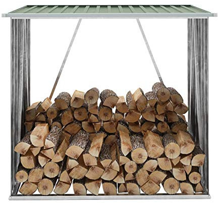 GuyAna Brennholzlager Verzinkter Stahl 163 x 83 x 154 cm Grün Holzunterstand FüR Kaminholz Aussen Holzregal Wand
