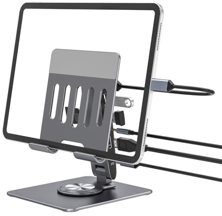 DOLASEV 7-in-1 USB C Hub Stand, Tablet iPad Docking Station with 4K 30HZ HDMI, 3.5mm AUX, USB-A 3.0, 2 USB-A 2.0, SD/TF Card Slots, Host (5G), 100W PD Charging