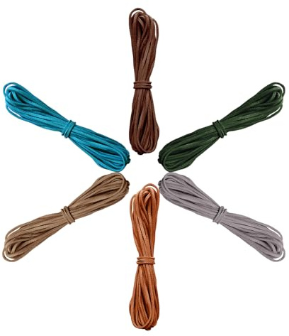 6 pacchi x 5 metri cordoncino in finta pelle scamosciata da 2,2 mm cordoncino piatto per perline cordoncino morbido per collana/bracciale nastro in pelle scamosciata multicolore (Mature)