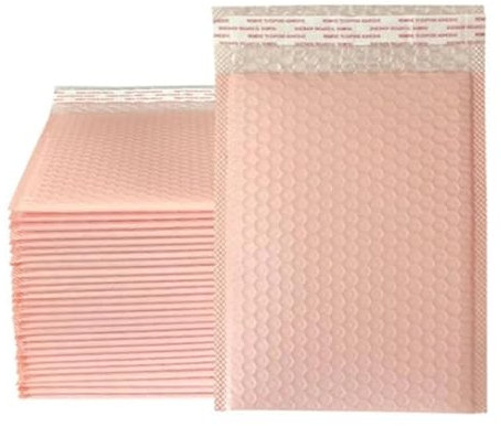 Versandtaschen 50 Stück bunte Luftpolsterumschläge, wasserdichte Kuriertaschen, Luftpolstertaschen, Verpackungsbeutel for den Versand (Color : Light pink, Size : 12 * 18cm)