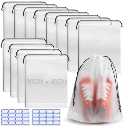 12 Stück Schuhbeutel Reise Schuhtaschen Schuhsack PE Reisen Gadgets 30x40cm Shoe Bag Travel Essentials Koffer Organizer Schuhe Wasserdicht Stoff Reisetasche Flugzeug Reiseutensilien Zubehör Urlaub