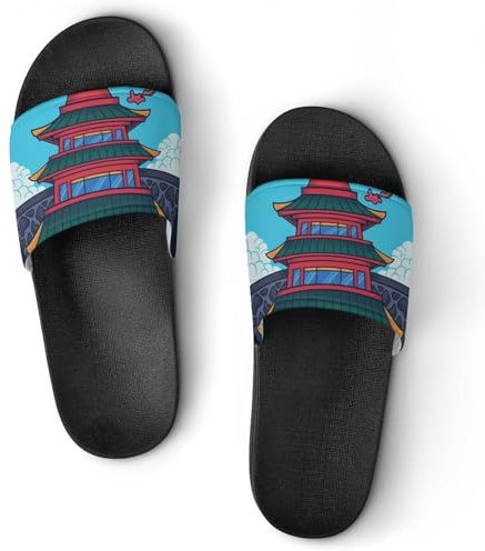 VYJLOO Slippers For Women Pavilion House Slides Thick Sole Shower Sandals For Indoor Outdoor