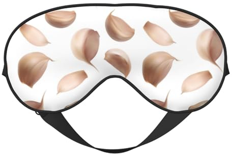 Schlafmaske, Augenmasken für Schlaf, Schlafmasken für Frauen und Männer, Verdunkelungs-Augenabdeckungen für Reisen/Schlafen, weiße Knoblauchzehen Augenmaske