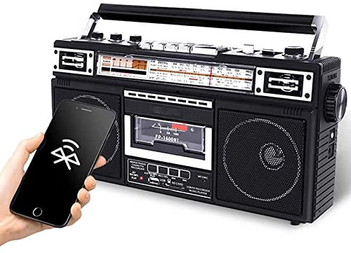 Radio lettore di cassette retrò con ingresso SD/USB, registratore a nastro portatile in stile classico anni '80 AM/FM/SW1/SW2, altoparlante integrato, registrazione con un clic