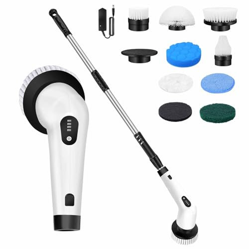 Elektrische Reinigungsbürste, Akku Reinigungsbürste, Handheld Power Spin Scrubber mit 8 Bürstenköpfen, 2 Modi, Electric Cleaning Brush für Haushalt, Badezimmern, Waschbecken, Fliesen, Küche