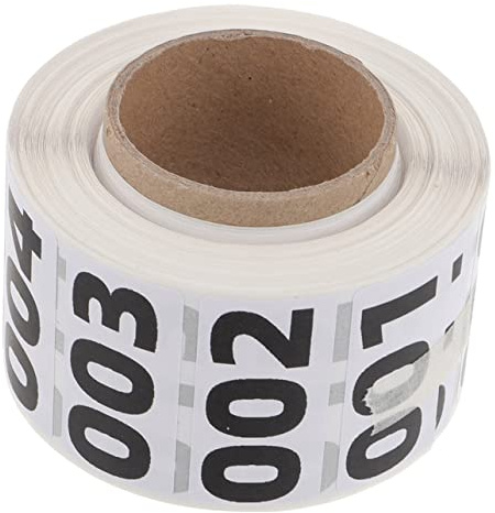 VILLFUL Étiquette Noir et Ronde pour Numérotée Feutre Autocollante Adhésif en Thermique Rouleau 1000 Pièces Organisation Gestion D'entrepôt