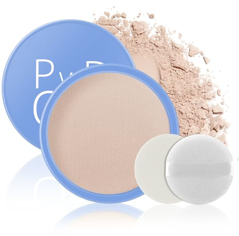 Apooliy Polvos Fijadores Impermeables, Polvos Compactos Sin Poros,Maquillaje en polvo ligero, de larga duración, antigrasa y translúcido.