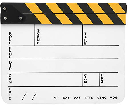 Acrylic Movie Clapperboard 30x25CM - Director Clapboard with Chalkboard for Filmmakers and Photographers (Yellow Stripe whiteboard (PAV1YWE4))