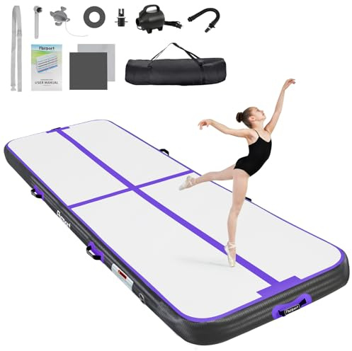 FBSPORT Colchoneta Gimnasia Hinchable 3 M, 10 cm de Espesor Tumbling Mats con Bomba de Aire y Bolsa de Transporte, Training Mat Para el Hogar/Yoga/Al Aire Libre/Tumbling/Gym/Cheerleading/Agua